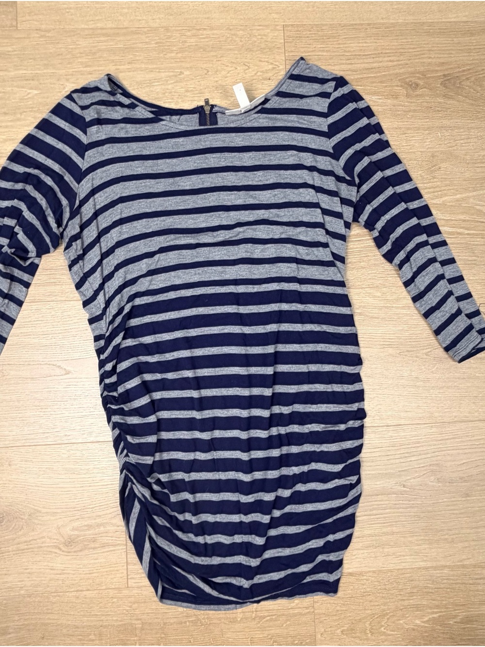 Jessica Simpson Gray and Navy Striped Maternity Top